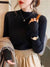 Full Fashion Wool High Neck Sweatshirt For Women-Black-BE378/BR1147