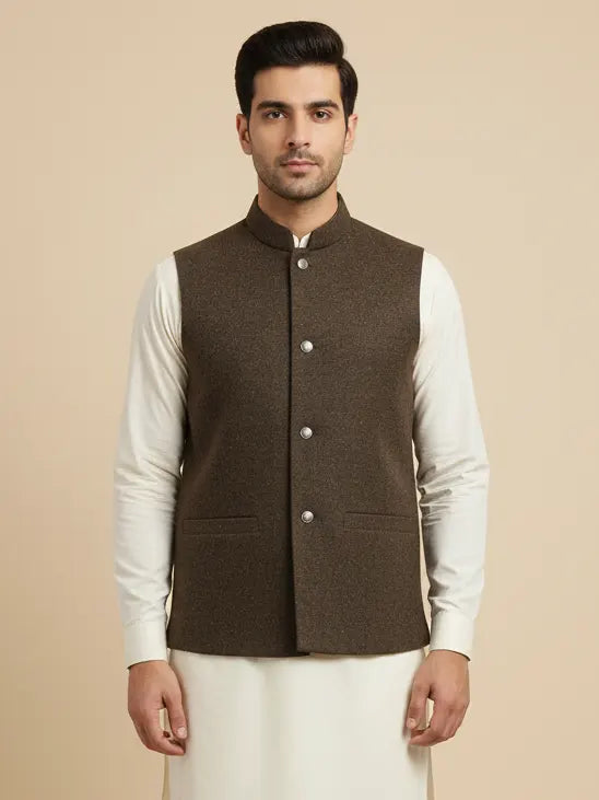 Men’s Premium Wool Waistcoat Dark Brown-WC10