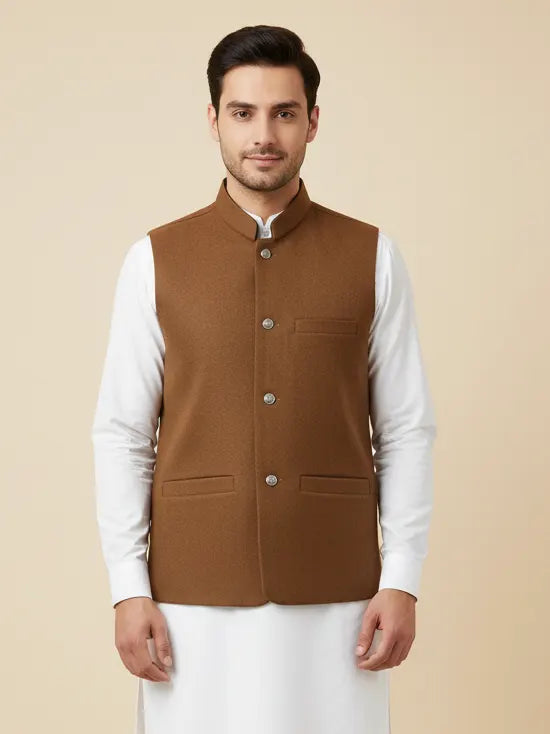Men’s Premium Wool Waistcoat Brown-WC06