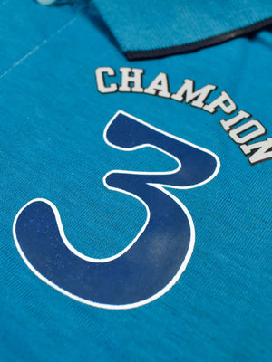 Champion Single Jersey Polo Shirt For Kids-Grey with Dark Blue & Sky Blue-SP1701/RT2411