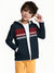 Miami Vibes Stylish Inner Fur Zipper Hoodie For Kids-Navy With Maroon Panel-SP1173/RT2291