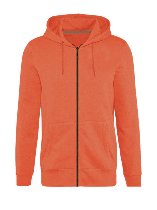 NK Fleece Zipper Hoodie For Men-Orange-BE2239