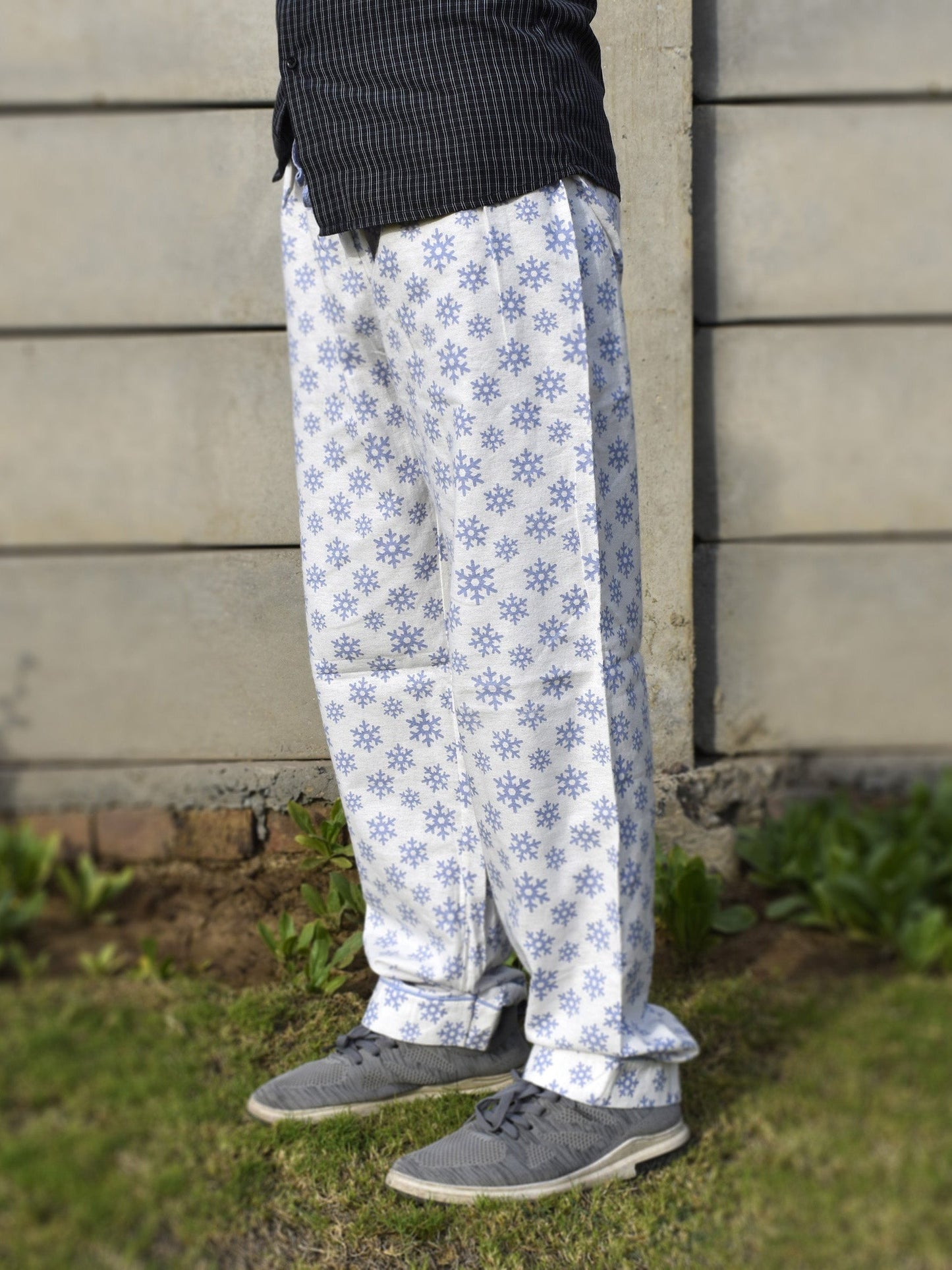 Premium Quality Falalen Trouser For Men-White Allover Blue Printe-SP1634/RT2388