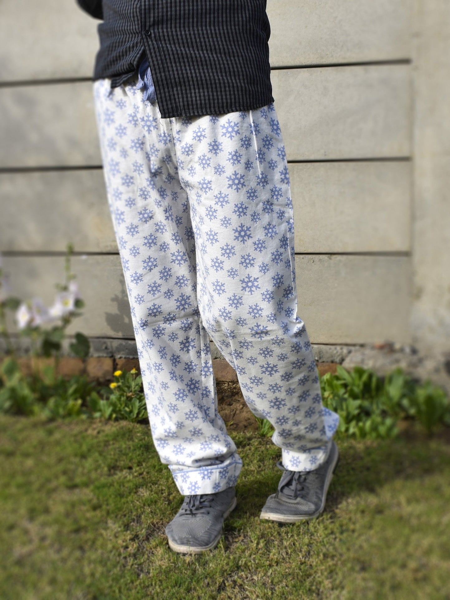 Premium Quality Falalen Trouser For Men-White Allover Blue Printe-SP1634/RT2388