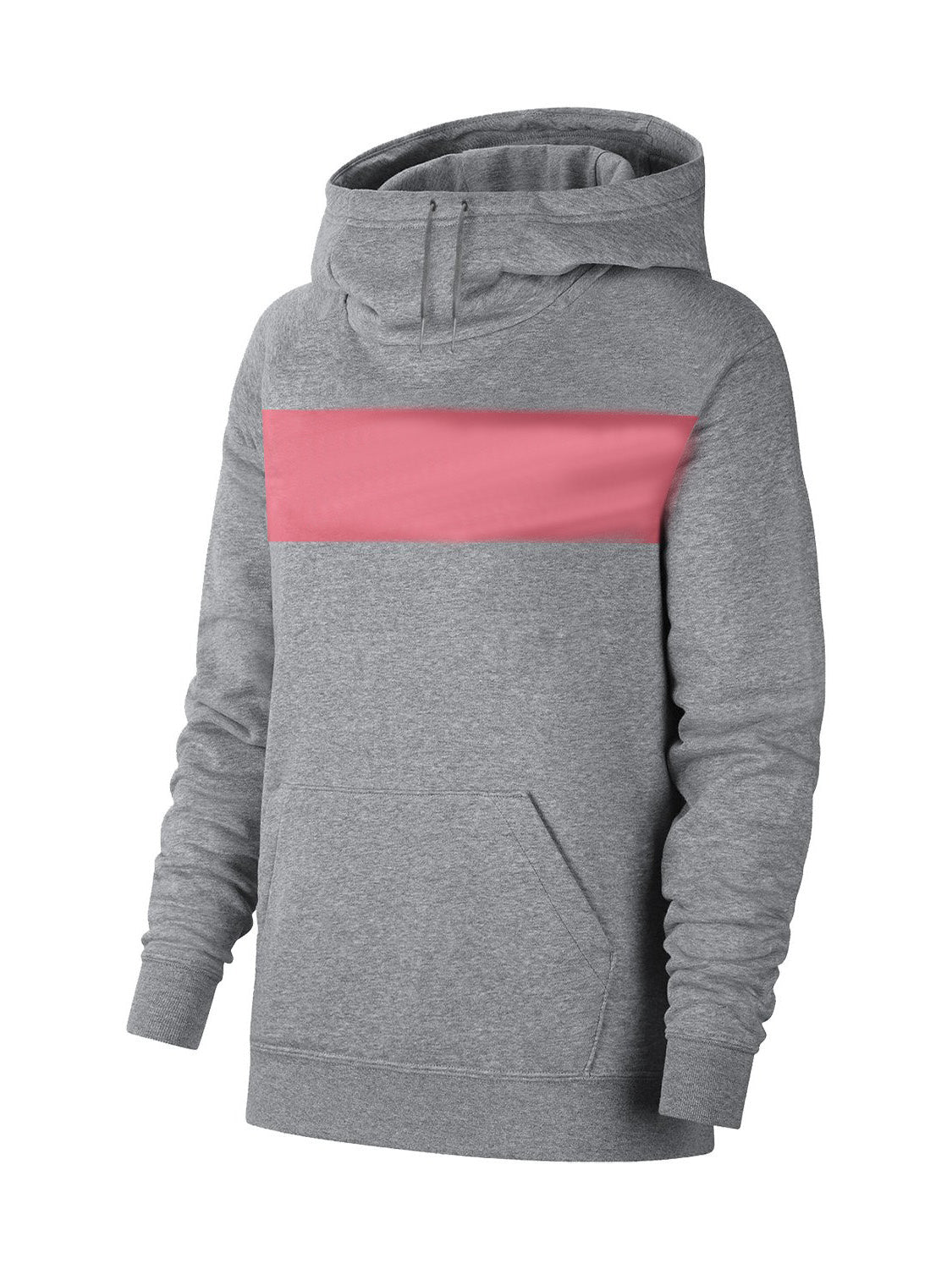 P&B Fleece Pullover Hoodie For Men-Charcoal Melange With Pink Panel-SP639/RT2158