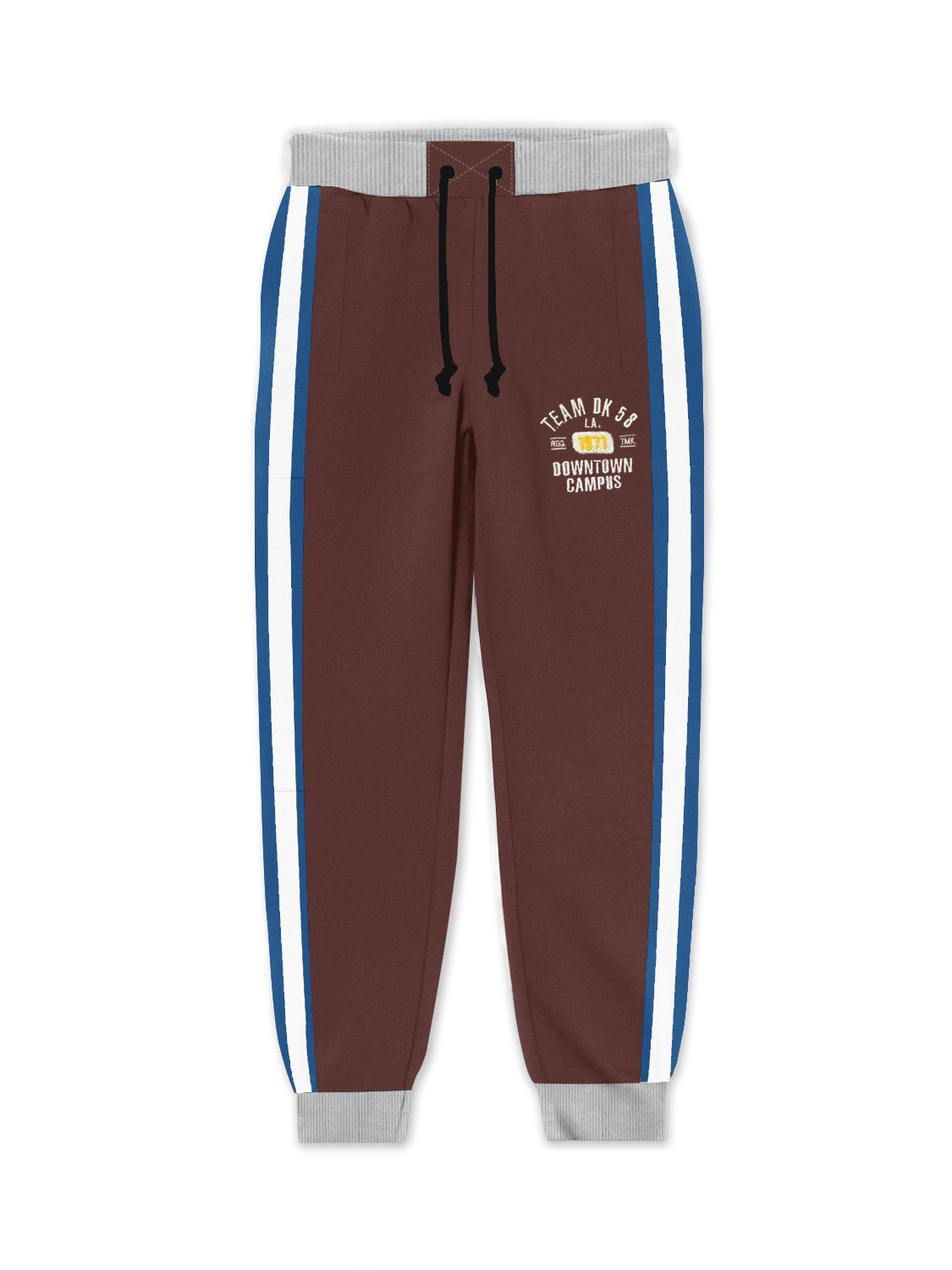 Drift King Slim Fit Fleece Jogger Trouser For Kids-Maroon And Grey with Assorted Stripes-SP925