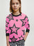 Zara baby Terry Fleece Sweatshirt For Kids-Dark Pink with Stars Print-SP144