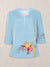 Louis Vicaci Butterfly Sleeve 4 Sided Lycra Ban Top For Ladies-Sky with Flower Print-BR719