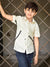 Louis Vicaci Super Stretchy Slim Fit Half Sleeve Lycra Casual Shirt For Kids-Off White-BR546