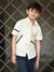 Louis Vicaci Super Stretchy Slim Fit Half Sleeve Lycra Casual Shirt For Kids-Off White-BR546