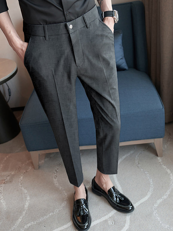 Louis Vicaci Super Stretchy Slim Fit Lycra Denim Pent For Men-Dark Grey with Texture-BR625