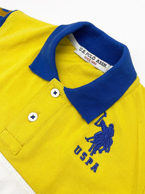 USPA Half Sleeve P.Q Polo Shirt For Kids-White & Yellow-RT1959