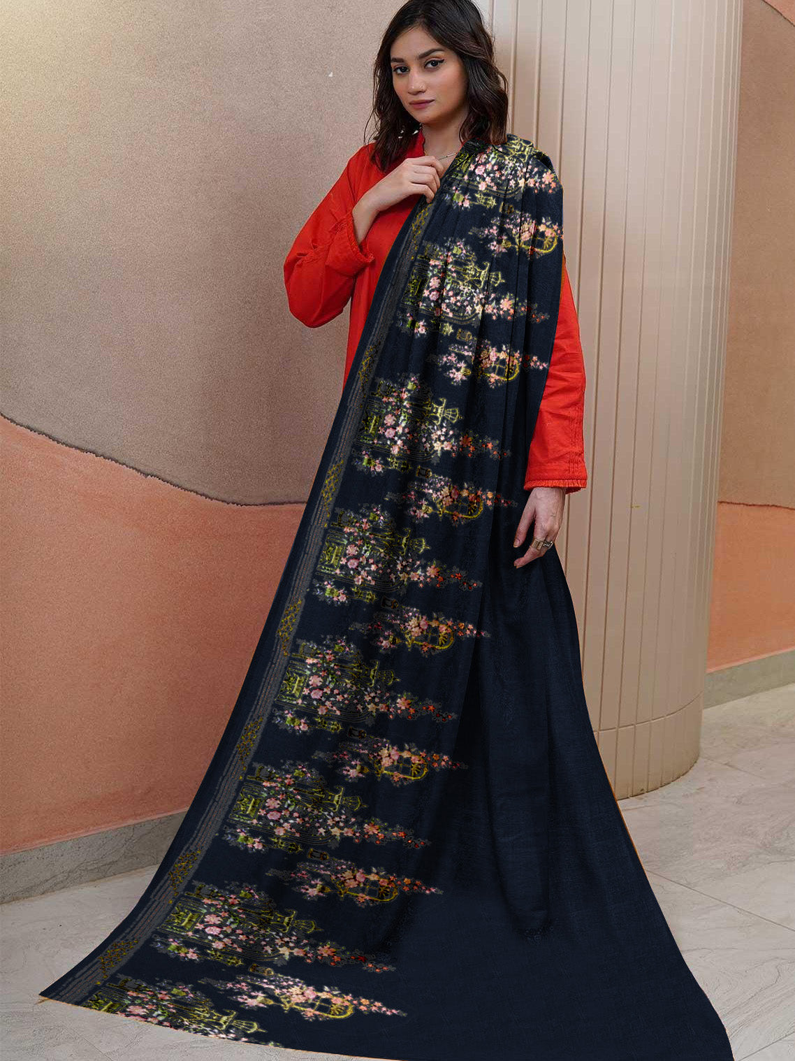 Exclusive Range Pashmina Velvet Embroidery Shawls For Ladies-BR745