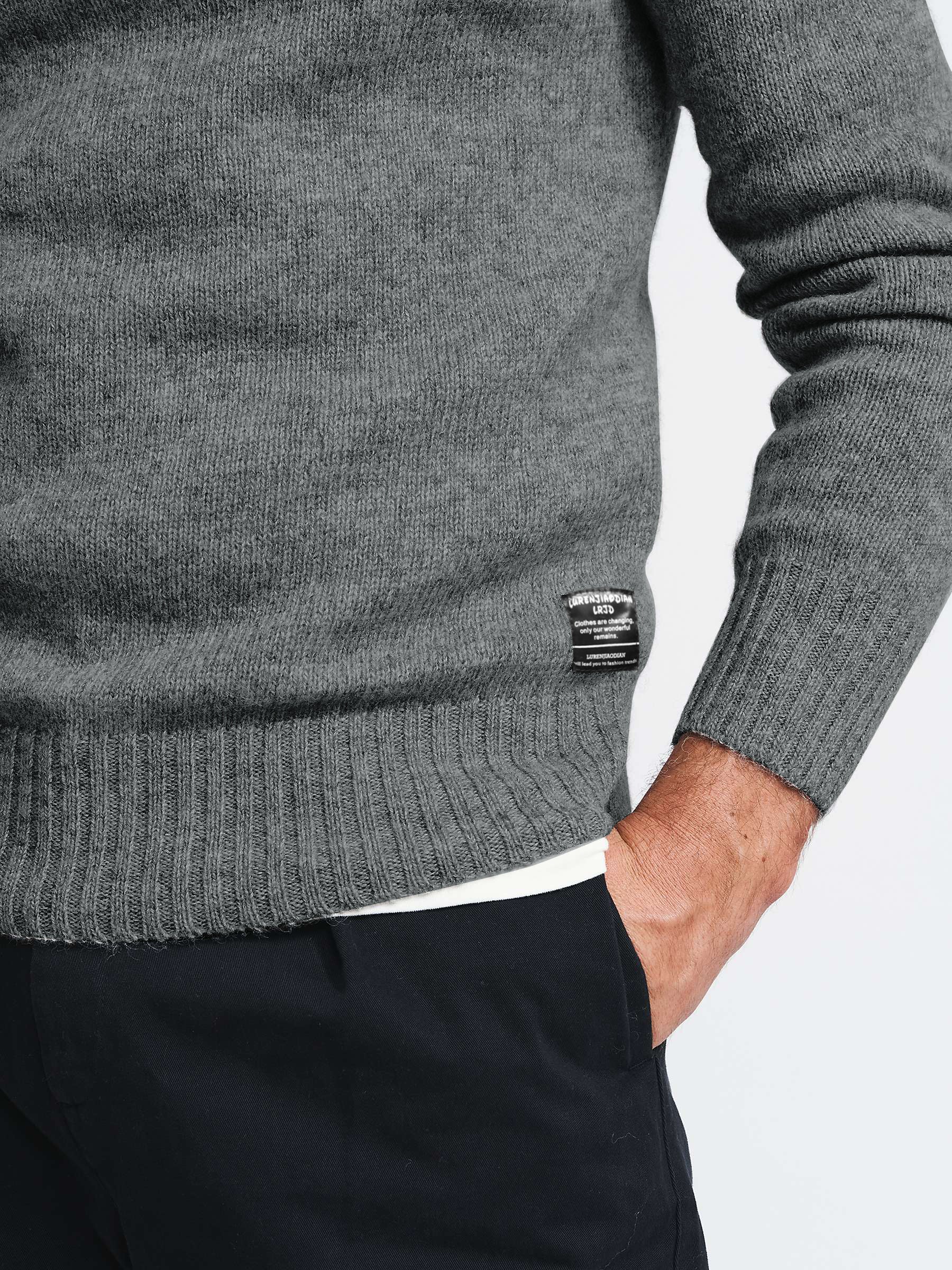 Fashion Crew Neck Prestwick Wool Sweater For Men-Grey-SP1063/RT2210