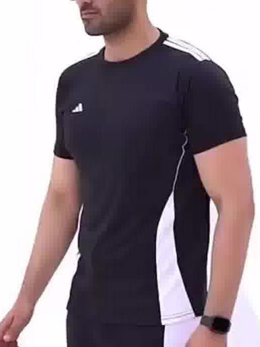 ADS Summer Active Wear Tracksuit For Men-White & Black-BE3031