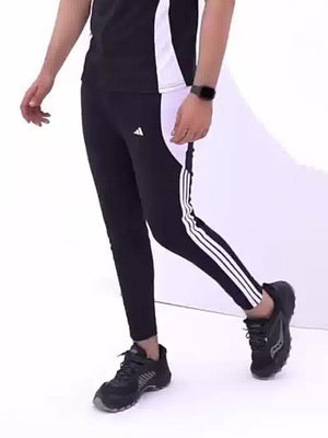 ADS Summer Active Wear Tracksuit For Men-White & Black-BE3031