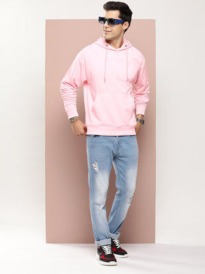 Boohoo Fleece Pullover Hoodie For Men-Pink-SP779