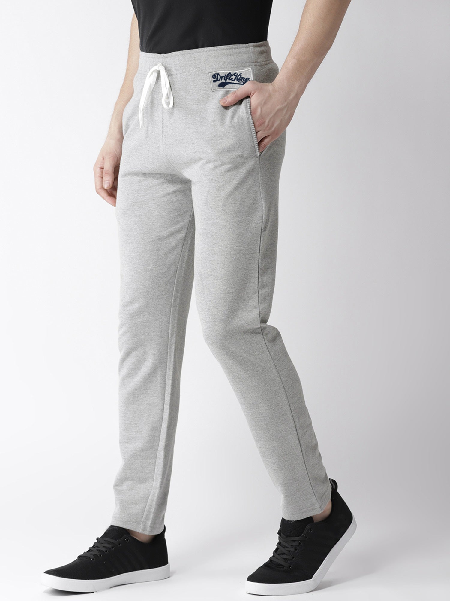 Drift King Regular Fit Heavy Fleece Jogger Trouser For Men-Grey Melange-SP859/RT2164