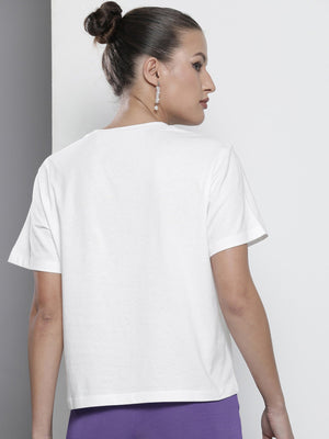 Summer Tee Shirt For Ladies-White-RT745