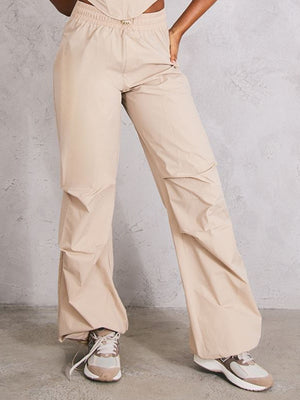 Lightweight Parachute Oversized Shell Cargos Jogger For Ladies-Camel-SP3325