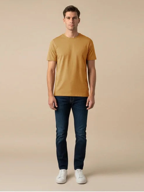 47 Lycra Summer T Shirt For Men-Light Camel-BE3210/BR15658