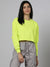 Boohoo Crew Neck Fleece Cropped Sweatshirt For Ladies-Lime Green-BE185