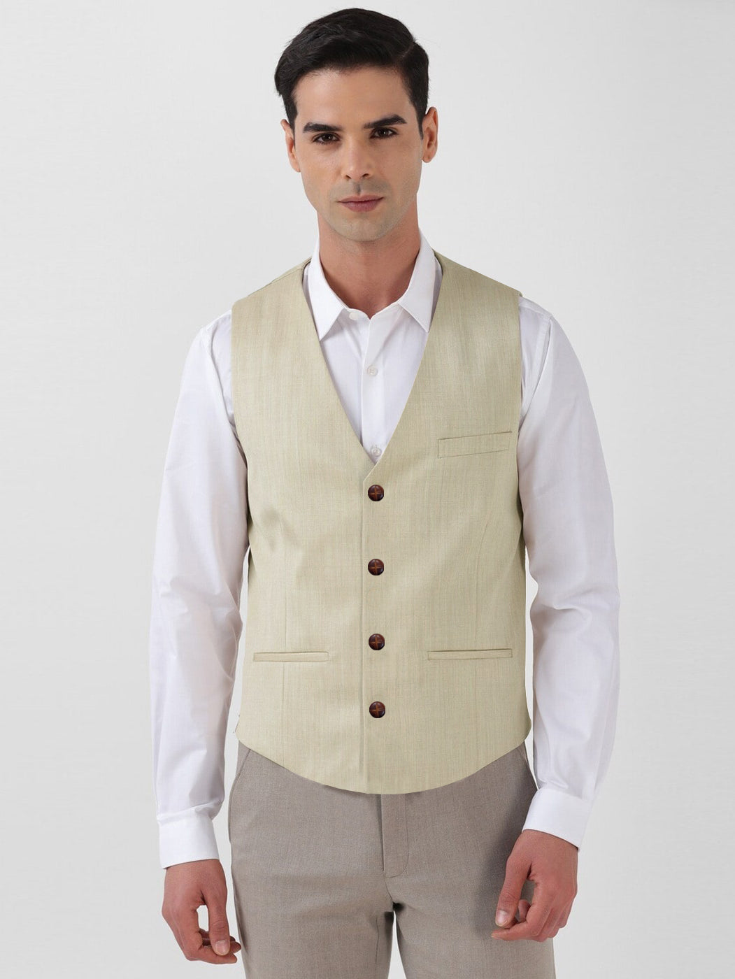 NXT Traditional Summer Waistcoat For Men-Wheat-SP2850