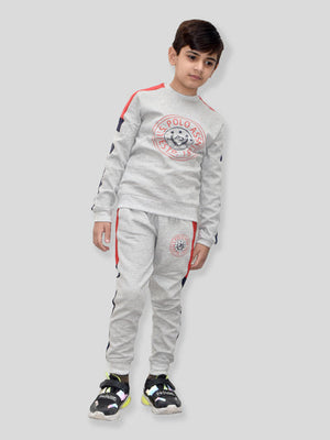 U.S Polo Assn Fleece Tracksuit For Kids-Grey-BE97/BR913