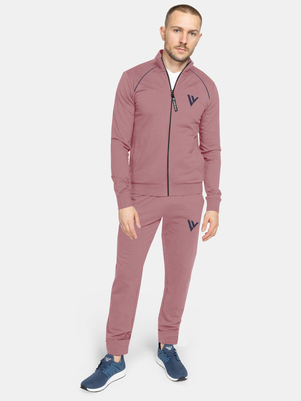 Louis Vicaci Fleece Zipper Tracksuit For Men-Dark Pink-SP267/RT1383