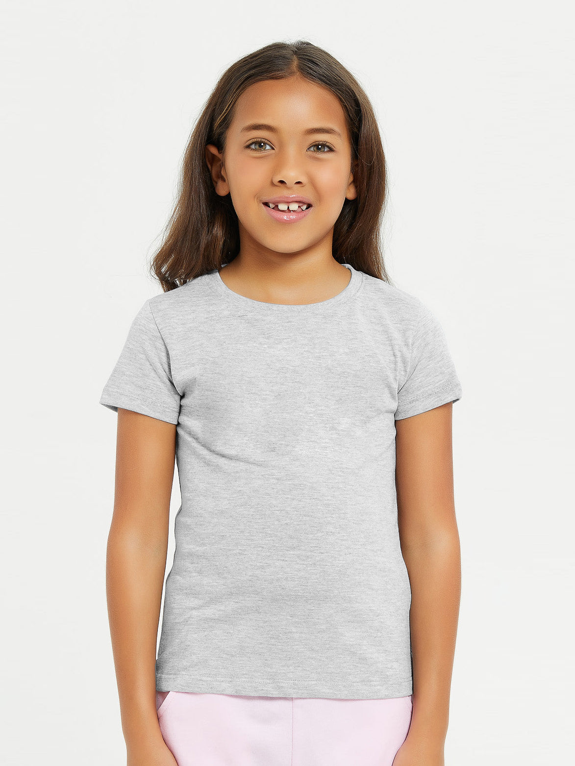 Knight Wear Short Sleeve Shirt For Girls-Grey Melange-SP2835