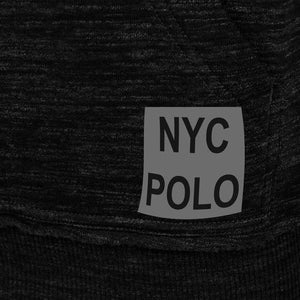 NYC Polo Fleece Cowl Neck Short Hoodie For Ladies-Black Melange-SP305