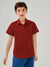 Louis Vicaci Super Stretchy Slim Fit Half Sleeve Lycra Casual Shirt For Kids-Dark Red-BR549