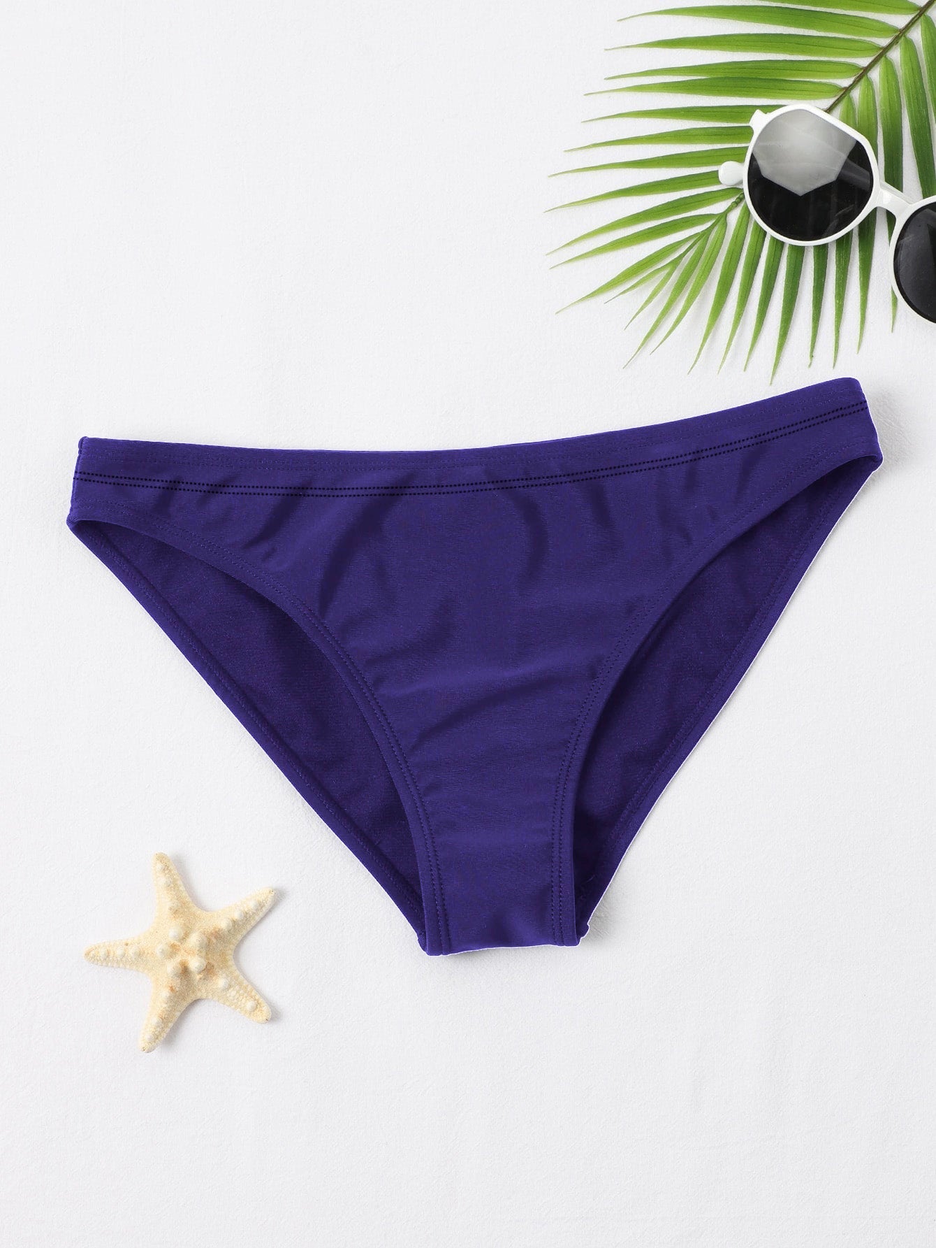 New stylish Crinkled Satin Bikini Bottom For Ladies-Purple-BR702