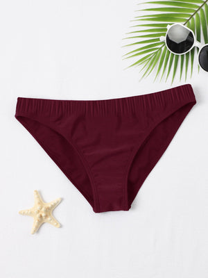 New stylish Crinkled Satin Bikini Bottom For Ladies-Maroon-BR731