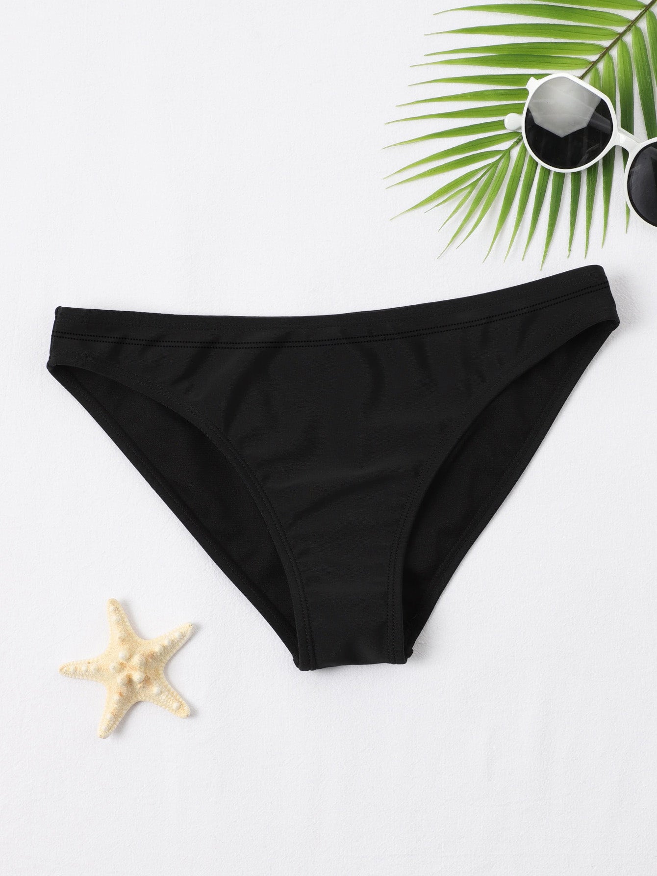 New stylish Crinkled Satin Bikini Bottom For Ladies-Black-BR703