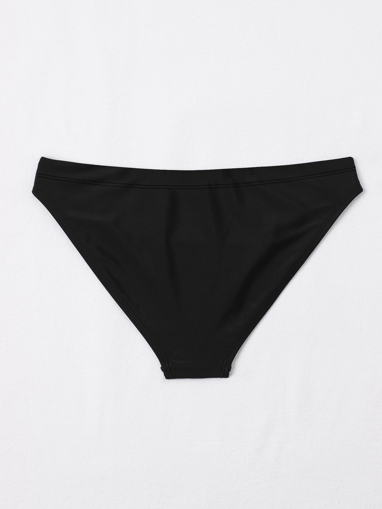 New stylish Crinkled Satin Bikini Bottom For Ladies-Black-BR703