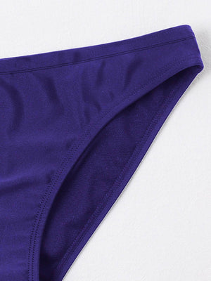 New stylish Crinkled Satin Bikini Bottom For Ladies-Purple-BR702