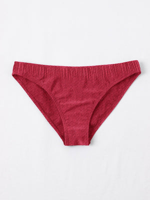 New stylish Crinkled Satin Bikini Bottom For Ladies-Red-BR701