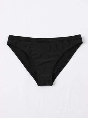 New stylish Crinkled Satin Bikini Bottom For Ladies-Black-BR703