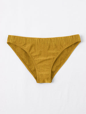 New stylish Crinkled Satin Bikini Bottom For Ladies-Yellow-BR710