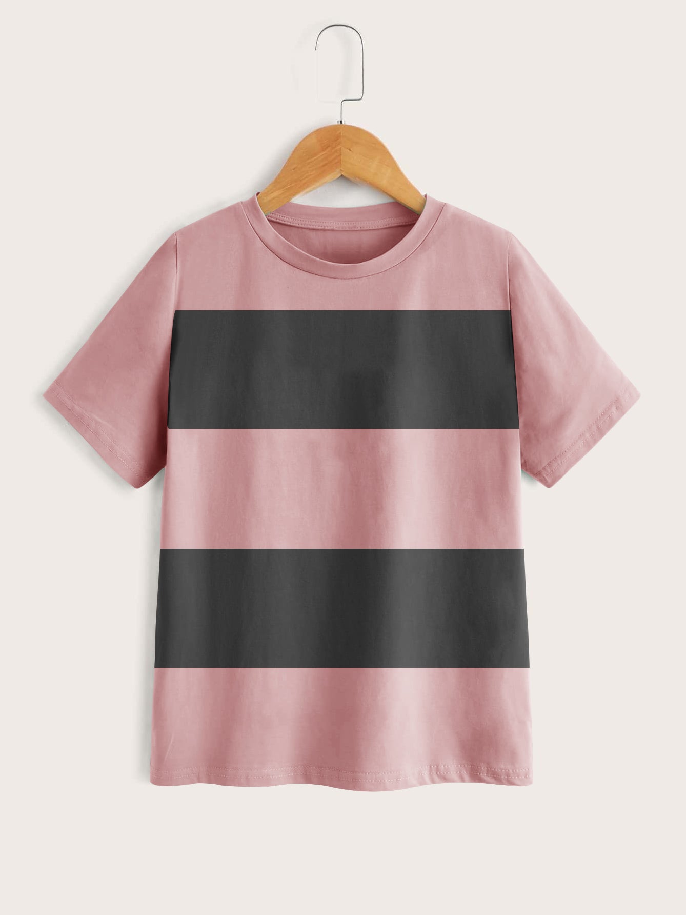 Next Tee Shirt For Kids-Baby Pink with Black Panel-SP2983