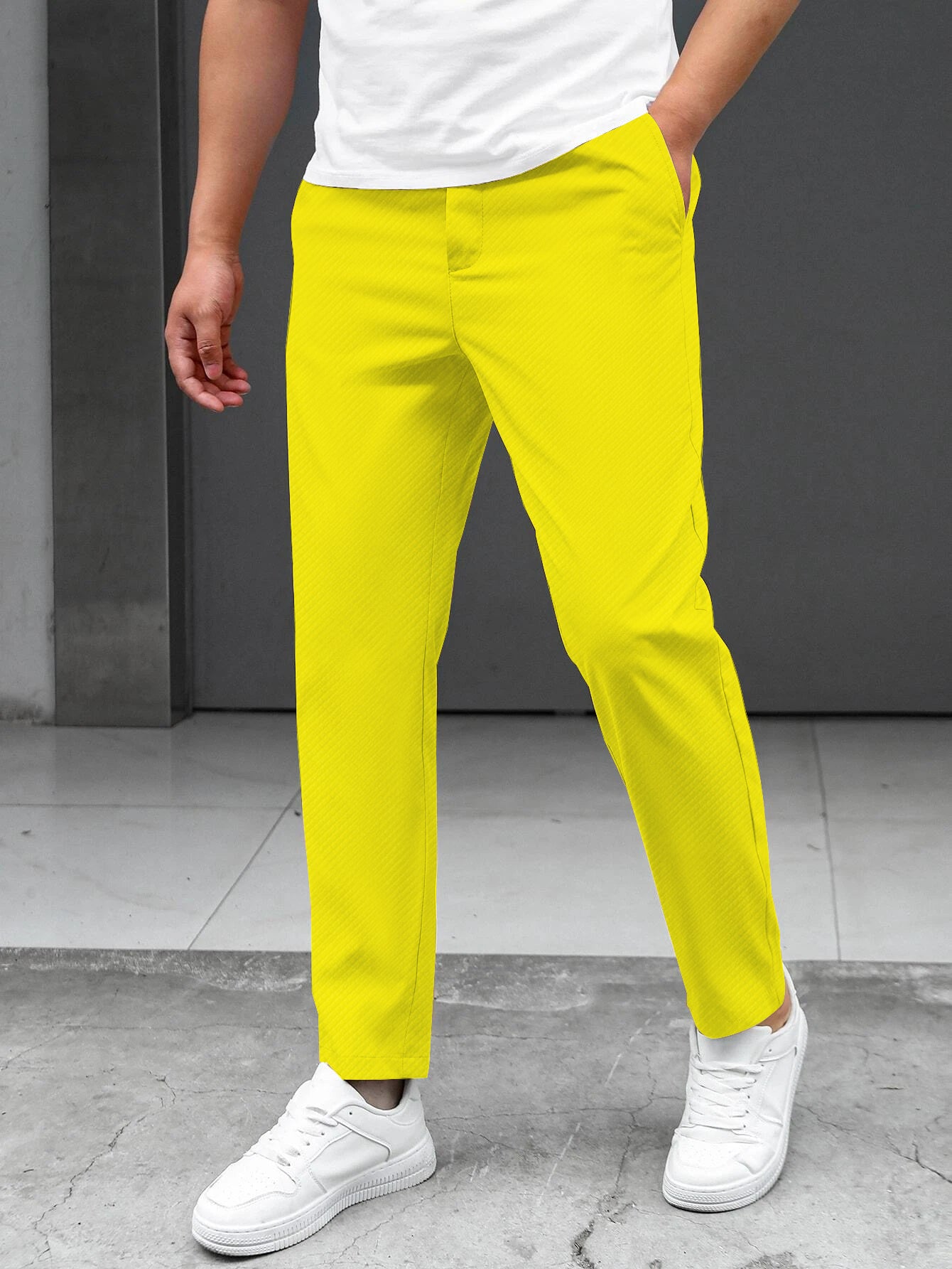 Louis Vicaci Slim Fit Interlock Trouser For Men-Yellow-SP1791