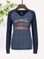 Majestic Lead Play Long Sleeve Split Neck Tee Shirt For Ladies-Dark Blue Melange-SP3106