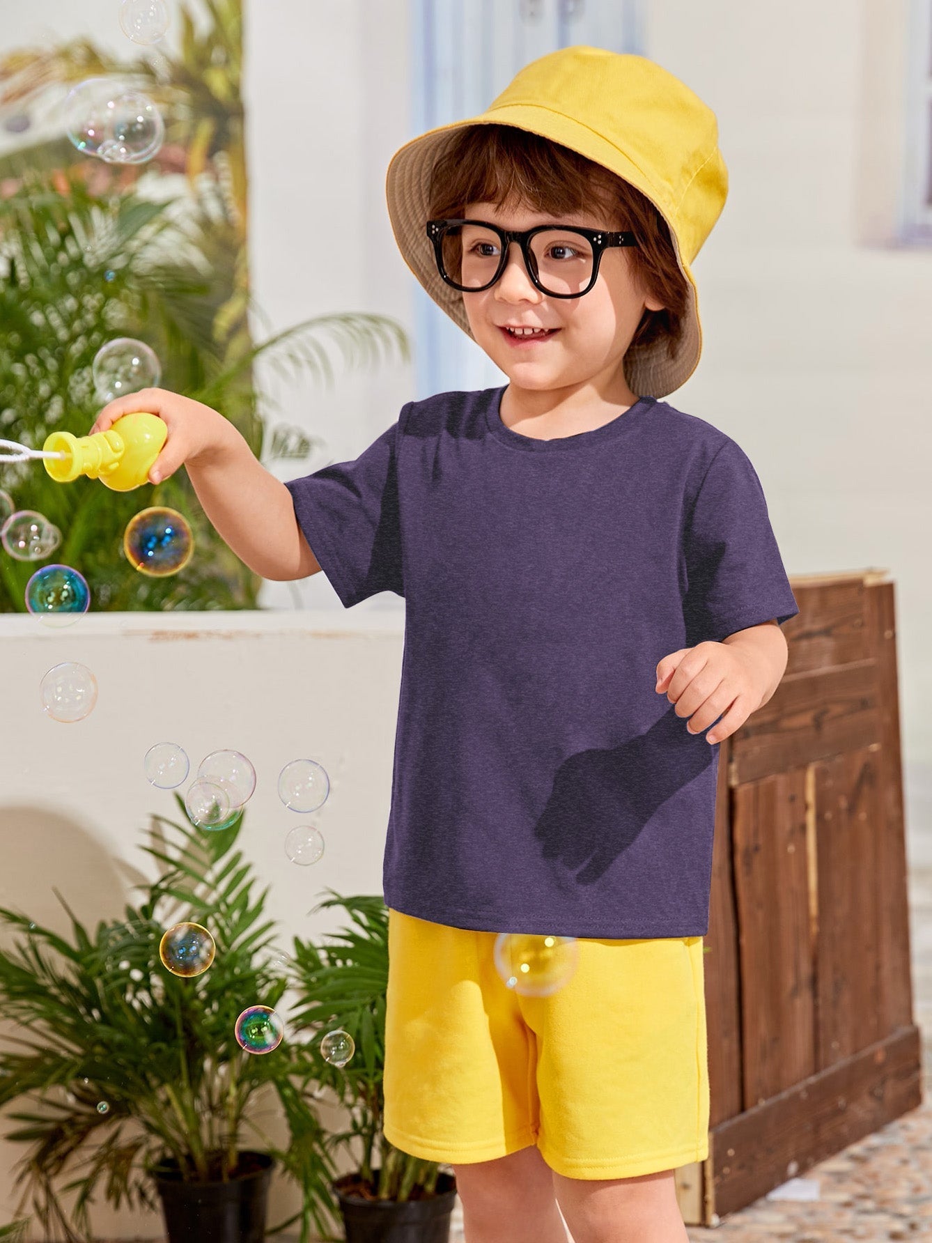 L.A.T Crew Neck Single Jersey Tee Shirt For Kids-Purple Melange-SP2091