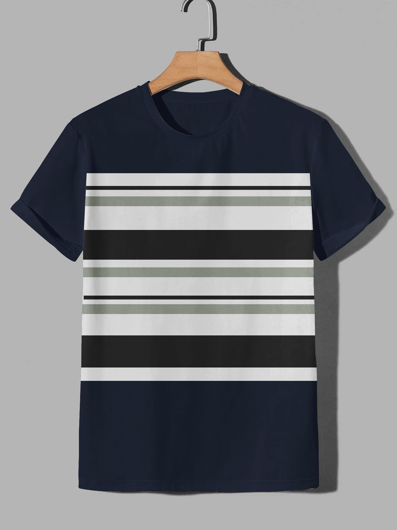 NXT Crew Neck Tee Shirt For Men-Navy with Panels-SP3168