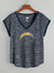 NFL Single Jersey Boxy V Neck Tee Shirt For Ladies-Navy Melange-SP1971