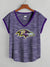 NFL Single Jersey Boxy V Neck Tee Shirt For Ladies-Purple Melange-SP2137