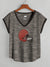 NFL Single Jersey Boxy V Neck Tee Shirt For Ladies-Brown Melange-SP2149