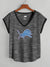 NFL Single Jersey Boxy V Neck Tee Shirt For Ladies-Black Melange-SP2142
