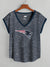 NFL Single Jersey Boxy V Neck Tee Shirt For Ladies-Navy Melange-SP1969